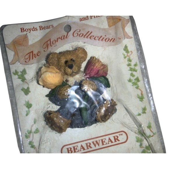 Boyds Bears & Friends Bearwear "Tulip... An Armful Of Bloom"  Pin Brooch - Picture 2 of 7